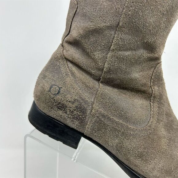 Born Gray Suede Pull On Ankle Booties Size 8.5M Casual Chic Fall Comfort - Picture 3 of 15
